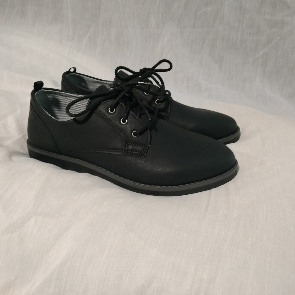 Wonder Nation Boys Oxford Dress Shoes-Youth 1-Black Uniform
